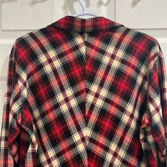 Maje Red Plaid Long Sleeve Shirt Dress - Picture 10 of 16
